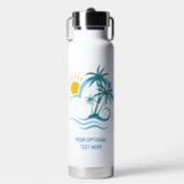 Custom Preppy Hibiscus 20oz Stainless Steel Water Bottle - Full Print  (Personalized)