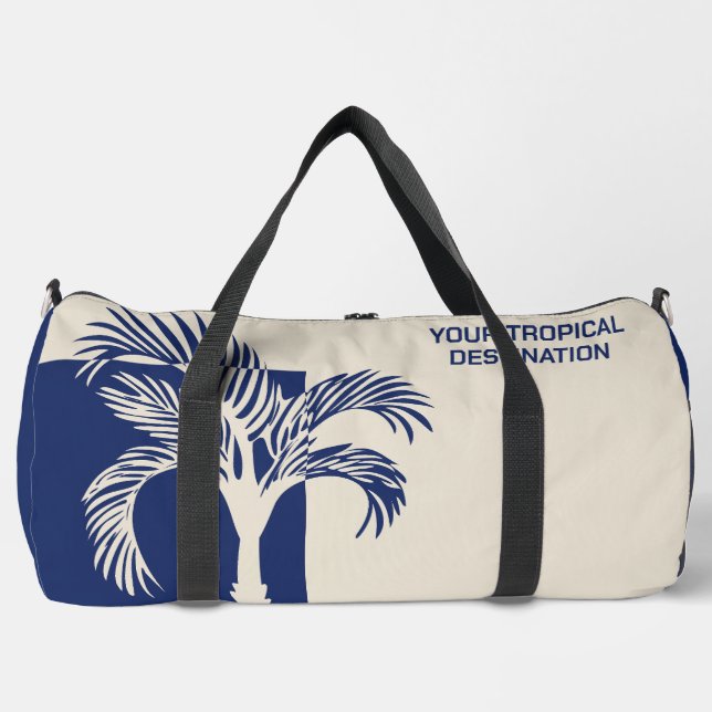 Custom Name & Text Tropical Vacation Duffle Bag (Front)