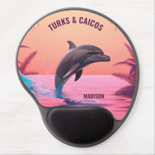 Custom Name & Text Turks and Caicos Dolphin Gel Mouse Pad
