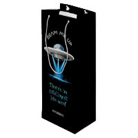 Custom name & text UFO Spaceship bottle gift bag