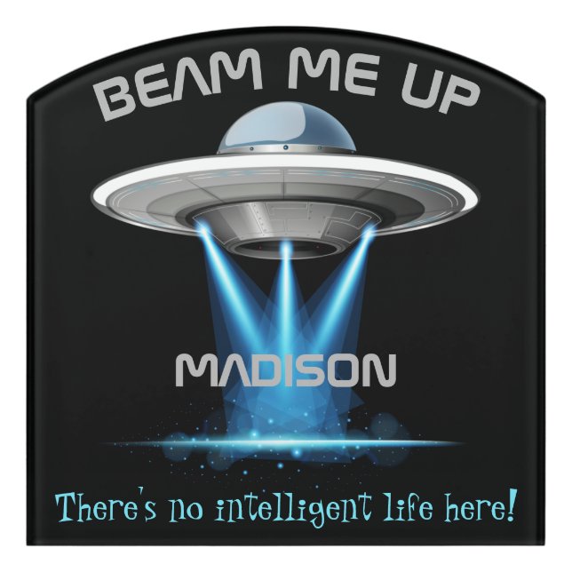 Custom name & text UFO Spaceship Door Sign (Contour Front)