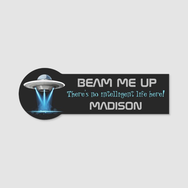 Custom name & text UFO Spaceship Tag (Front)