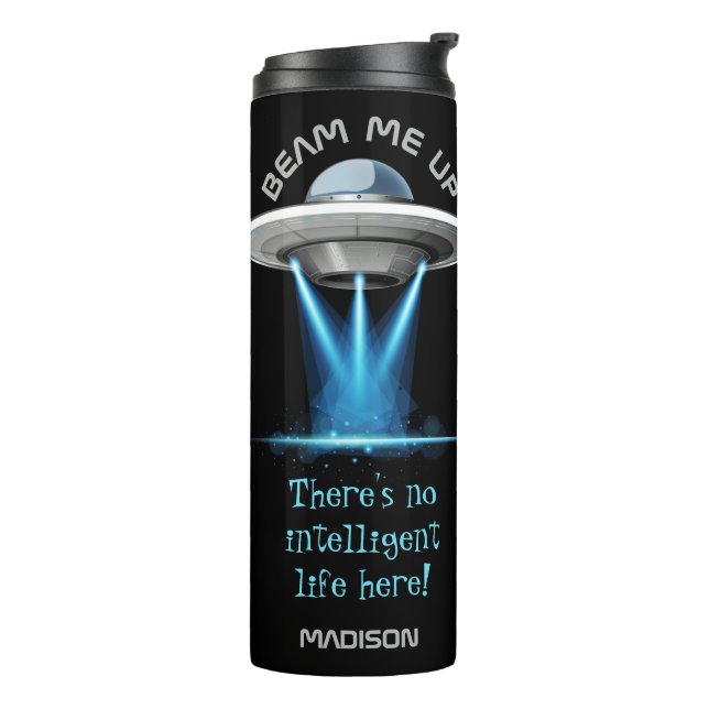 Custom name & text UFO Spaceship tumbler (Rotated Left)