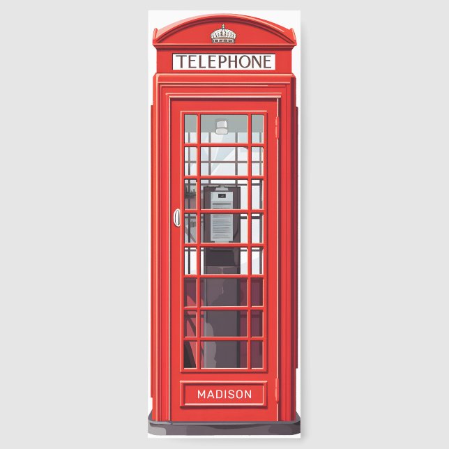 Custom Name & Text UK Phone Booth Bookmarks (Front)