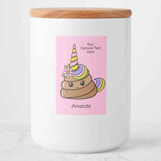Custom Name & Text Unicorn Poop Food Label (Front)