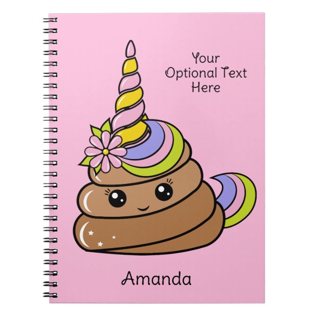 Custom Name & Text Unicorn Poop Notebook (Front)