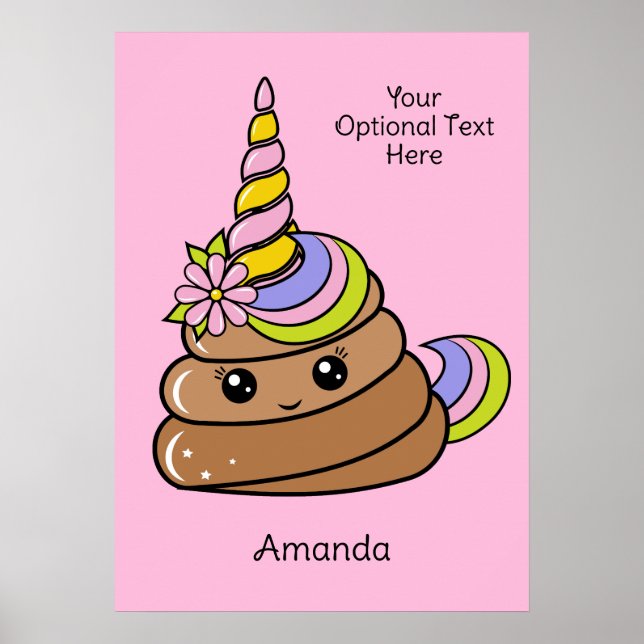 Custom Name & Text Unicorn Poop Poster (Front)