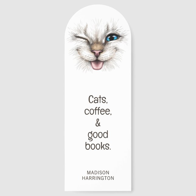 Custom Name & Text Winking Cat Bookmarks (Front)