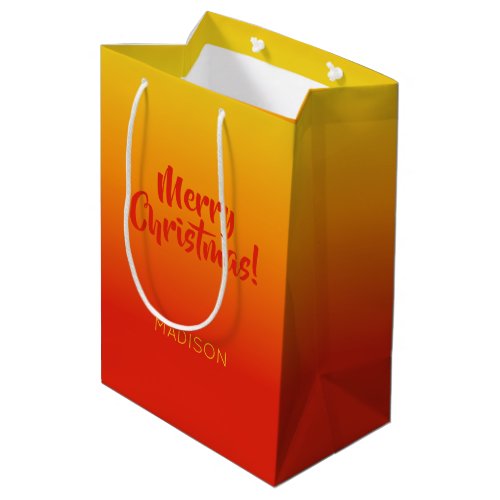 Custom name  text Yellow to Red Gradient Medium Gift Bag