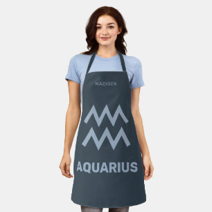 Custom Name / Text Zodiac Sign Aquarius Apron