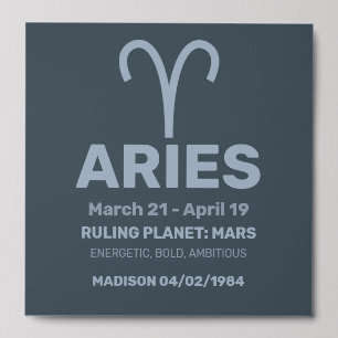 Custom Name / Text Zodiac Sign Aries Peel And Stick Photo Tile