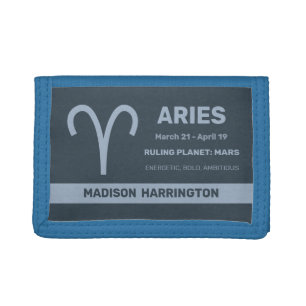 Custom Name / Text Zodiac Sign Aries Trifold Wallet