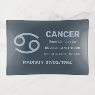 Custom Name / Text Zodiac Sign Cancer Trinket Tray