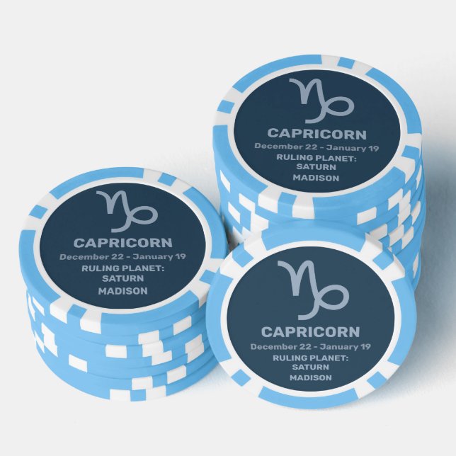 Custom Name / Text Zodiac Sign Capricorn Poker Chips (Stack)