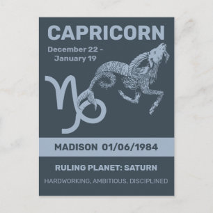 Custom Name / Text Zodiac Sign Capricorn Postcard