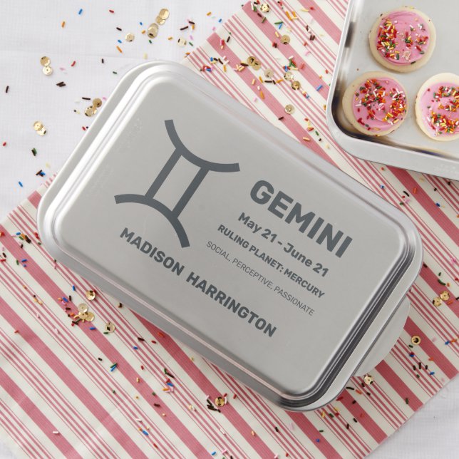 Custom Name / Text Zodiac Sign Gemini Cake Pan (In Situ)