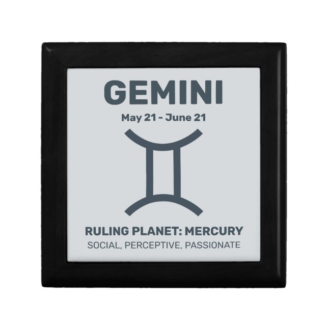 Custom Name / Text Zodiac Sign Gemini Gift Box (Front)