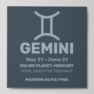 Custom Name / Text Zodiac Sign Gemini Peel And Stick Photo Tile