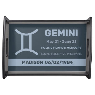 Custom Name / Text Zodiac Sign Gemini Serving Tray