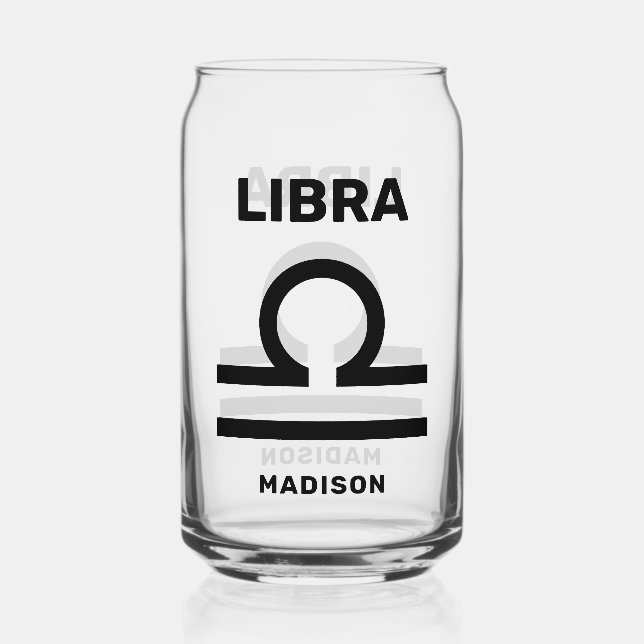 Custom Name / Text Zodiac Sign Libra Can Glass (Front)