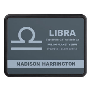 Custom Name / Text Zodiac Sign Libra Hitch Cover