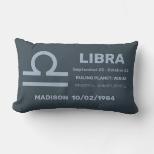 Custom Name / Text Zodiac Sign Libra Lumbar Pillow