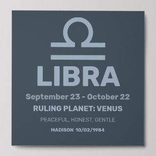 Custom Name / Text Zodiac Sign Libra Peel And Stick Photo Tile