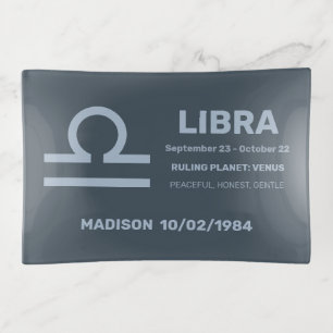 Custom Name / Text Zodiac Sign Libra Trinket Tray
