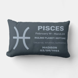 Custom Name / Text Zodiac Sign Pisces Lumbar Pillow