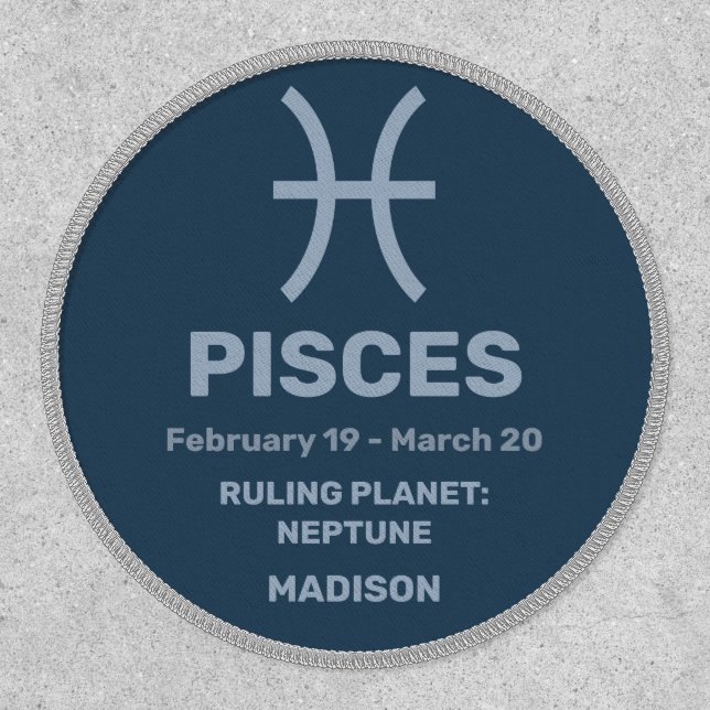 Custom Name / Text Zodiac Sign Pisces Patch (Front)