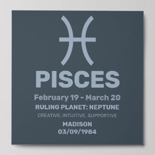 Custom Name / Text Zodiac Sign Pisces Peel And Stick Photo Tile