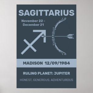 Custom Name / Text Zodiac Sign Sagittarius