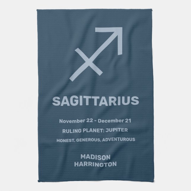 Custom Name / Text Zodiac Sign Sagittarius Kitchen Towel (Vertical)