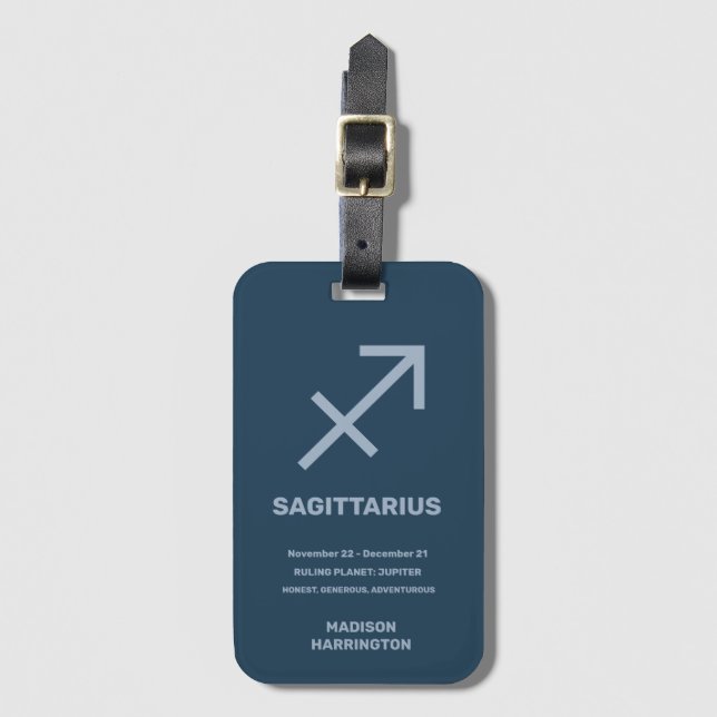 Custom Name / Text Zodiac Sign Sagittarius Luggage Tag (Front Vertical)