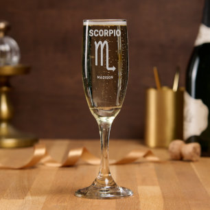 Custom Name / Text Zodiac Sign Scorpio Champagne Flute
