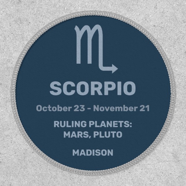 Custom Name / Text Zodiac Sign Scorpio Patch (Front)