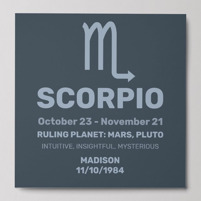 Custom Name / Text Zodiac Sign Scorpio Peel And Stick Photo Tile (Front Set)