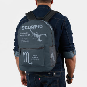 Custom Name / Text Zodiac Sign Scorpio Printed Backpack