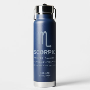 Custom Name / Text Zodiac Sign Scorpio Water Bottle