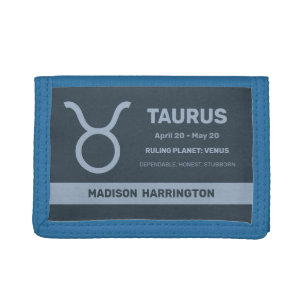 Custom Name / Text Zodiac Sign Taurus Tri-fold Wallet