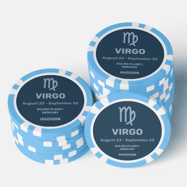 Custom Name / Text Zodiac Sign Virgo Poker Chips (Stack)