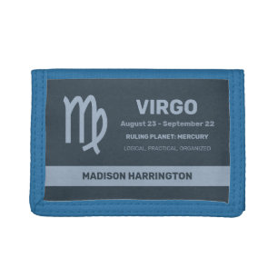Custom Name / Text Zodiac Sign Virgo Tri-fold Wallet