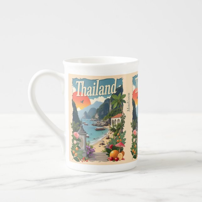 Custom Name Thailand Bone China Mug (Left)