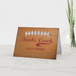 Custom Name Thanks Coach Large Grunge Football Card