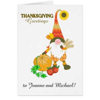 Custom Name Thanksgiving Cute Gnome Pumpkin by helikettle at Zazzle
