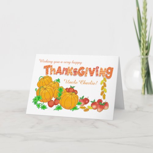 Custom Name Thanksgiving Pumpkins and Apples Holiday Card