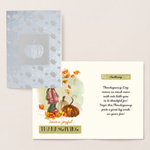 Custom Name Thanksgiving Real  Foil Card