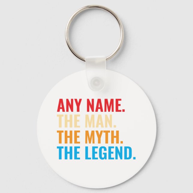 Custom Name The Man The Myth The Legend Retro Keychain (Front)