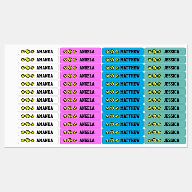 Custom name thin label stickers for tennis rackets (Sheet)