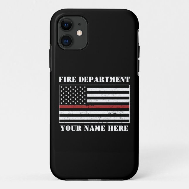Custom Name Thin Red Line Flag Proud Firefighter Case-Mate iPhone Case (Back)